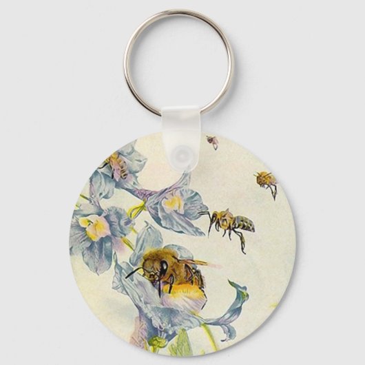 Honey Bees & Morning Glory Flowers EZ2 Customize キーホルダー (正面)