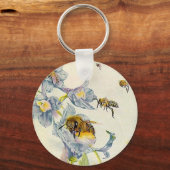 Honey Bees & Morning Glory Flowers EZ2 Customize キーホルダー (正面)