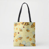 Honey Bees on a Fresh Yellow Background トートバッグ (正面)
