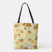 Honey Bees on a Fresh Yellow Background トートバッグ (裏面)
