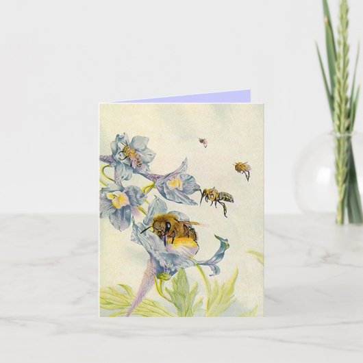 Honey Bees & Wildflowers Lilac Thank You Cards サンキューカード (正面)