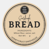 Honey Beige Bakery Sourdough Bread Label Sticker ラウンドシール (正面)