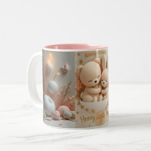 Honey Bonny Baby Mug – Baby Bear & Bunny ツートーンマグカップ (正面左)