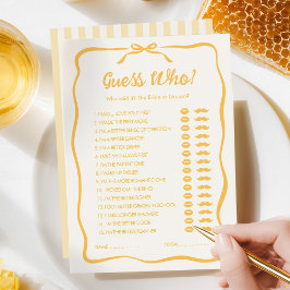 Honey Bridal Shower Guess Who Party Game Card ノートカード
