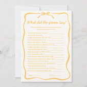 Honey Bridal Shower What did the Groom Say Game ノートカード (正面)