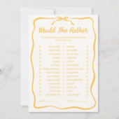 Honey Bridal Shower Would She Rather Game Card ノートカード (正面)