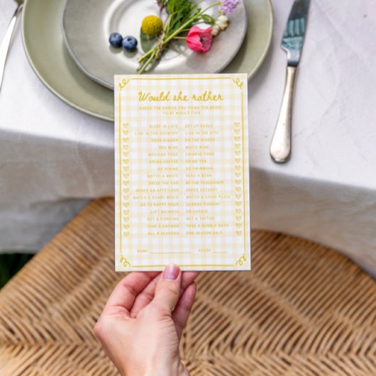 Honey Bridal Shower Would She Rather Game Card 招待状