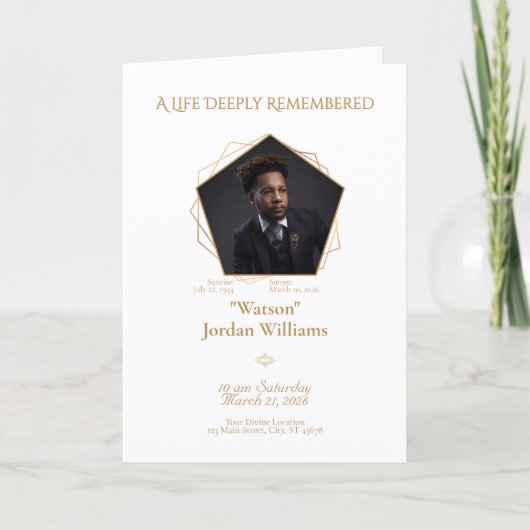 Honey‑Brown Text White Background Bifold Program 招待状 (正面)