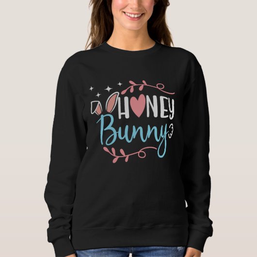 Honey Bunny Cute Trendy Girly Easter Sunday Rabbit スウェットシャツ (正面)