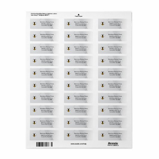 Honey Business Return Address Label ラベル (フルシート)