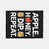 Honey Dip Repeat Funny Rosh Hashanah Jewish New Ye フリースブランケット (正面(横))