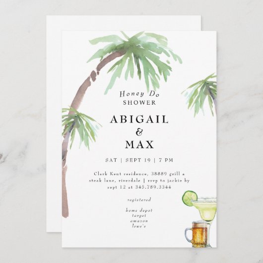 Honey Do Couples Bridal Shower 招待状 (正面/裏面)