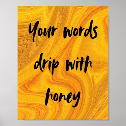 Honey Drip Art Print in Gold ポスター (正面)
