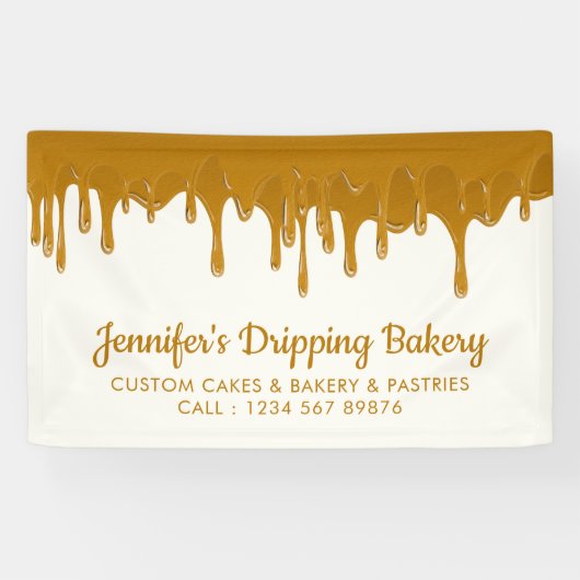 Honey Drip Bakery Chef Cafe Cake Display 横断幕 (横)