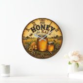 Honey for Sale Farm Fresh Honey Jar Beekeeper ラージ壁時計 (ホーム)