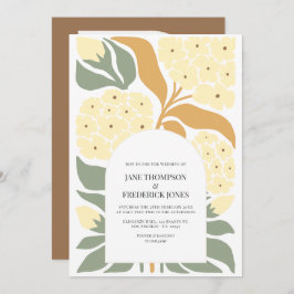Honey Garden Abstract Floral Modern Spring Wedding 招待状