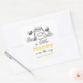 Honey Hand-drawn Jar & Bees White Baby Shower スクエアシール (封筒)