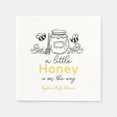 Honey Hand-drawn Jar Bees White Baby Shower スタンダードカクテルナプキン (正面)