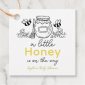 Honey Hand-drawn Jar & Bees White Baby Shower フェイバータグ (正面)