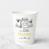 Honey Hand-drawn Jar & Bees White Baby Shower 紙コップ (裏面)