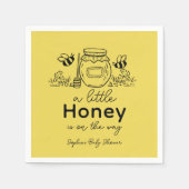 Honey Hand-drawn Jar Bees Yellow Baby Shower スタンダードカクテルナプキン (正面)