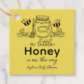 Honey Hand-drawn Jar & Bees Yellow Baby Shower フェイバータグ (正面)