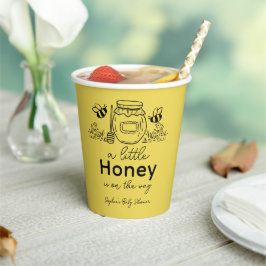 Honey Hand-drawn Jar & Bees Yellow Baby Shower 紙コップ