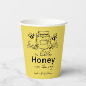 Honey Hand-drawn Jar & Bees Yellow Baby Shower 紙コップ (裏面)