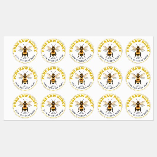 Honey Jar Bee Apiary Waterproof Product Label ラベル (シート)