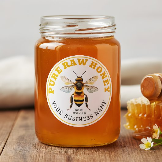 Honey Jar Bee Apiary Waterproof Product Label ラベル