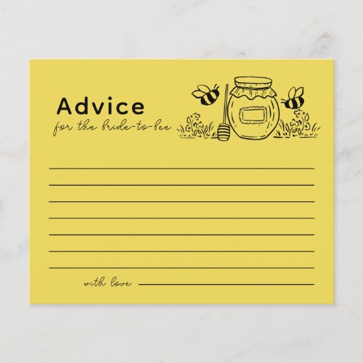 Honey Jar & Bees Bridal Shower Advice Card (正面)