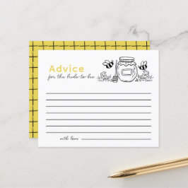 Honey Jar & Bees Bridal Shower White Advice Card