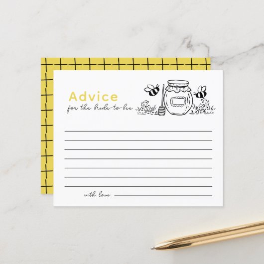 Honey Jar & Bees Bridal Shower White Advice Card (正面/裏面インサイチュ)