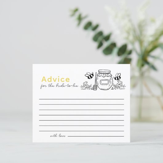 Honey Jar & Bees Bridal Shower White Advice Card (スタンド正面)