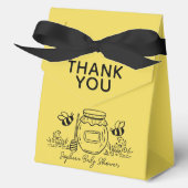 Honey Jar & Bees Hand-drawn Yellow Baby Shower フェイバーボックス (正面)