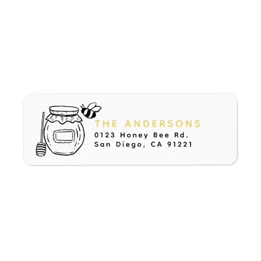Honey Jar & Bees Return Address ラベル (正面)