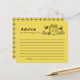 Honey Jar & Bees Yellow Baby Shower Advice Card