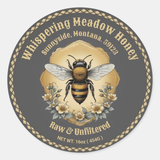 Honey Jar Custom Label ラウンドシール (正面)