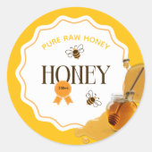 Honey Jar Honeybee Honeycomb Bee Apiary ラウンドシール (正面)
