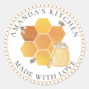 Honey Jar LabelsミツバチHoney Bees ラウンドシール