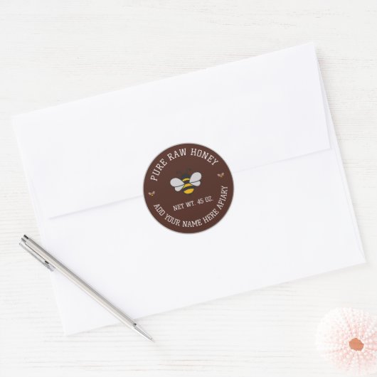Honey Jar Stickers | Bee & Honeycomb Apiary Labels ラウンドシール (封筒)