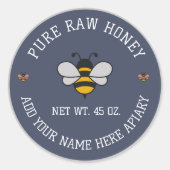 Honey Jar Stickers | Bee & Honeycomb Apiary Labels ラウンドシール (正面)