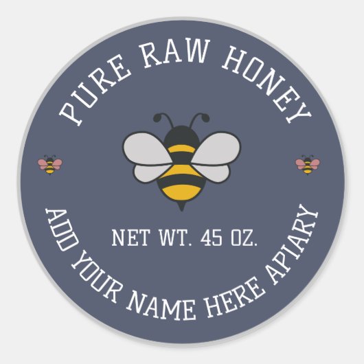 Honey Jar Stickers | Bee & Honeycomb Apiary Labels ラウンドシール (正面)