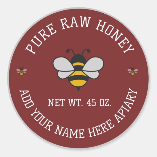 Honey Jar Stickers | Bee & Honeycomb Apiary Labels ラウンドシール (正面)
