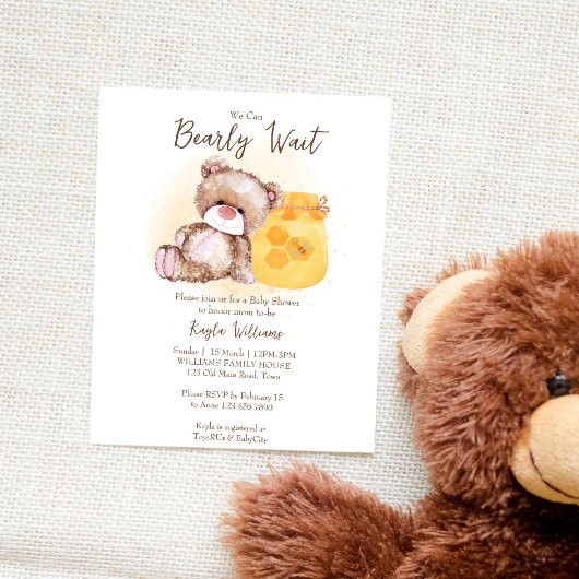 Honey jar teddy bear bear bearly wait budget invit