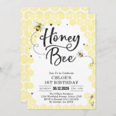 Honey One Honey Bee 1st Birthday Invitation 招待状 (正面/裏面)