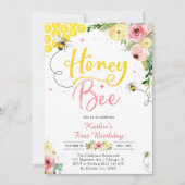 Honey One Honey Bee 1st Birthday Invitation 招待状 (正面)