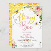 Honey One Honey Bee 1st Birthday Invitation 招待状 (正面/裏面)