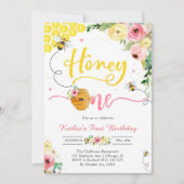 Honey One Honey Bee 1st Birthday Invitation 招待状 (正面)