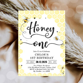 Honey One Honey Bee 1st Birthday Invitation 招待状